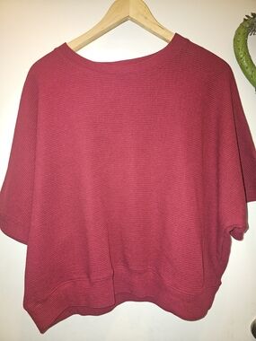 Zenana Ribbed Dolman Top Burgundy Smht-2684batwing Whimsigoth Grunge Fall Knit